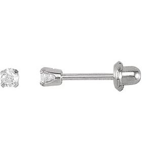 14K White Gold 2 mm Imitation White Cubic Zirconia Inverness® Piercing Stud Earrings