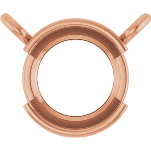 10K Rose Gold 6 mm Round Half-Bezel Solitaire Necklace Center