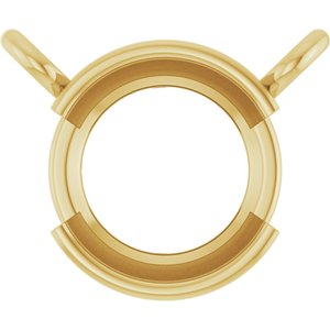 18K Yellow Gold 6 mm Round Half-Bezel Solitaire Necklace Center