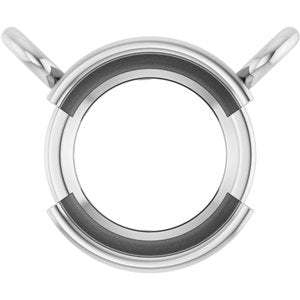 18K White Gold 6 mm Round Half-Bezel Solitaire Necklace Center