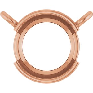 14K Rose Gold 6.5 mm Round Half-Bezel Solitaire Necklace Center