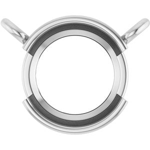 14K White Gold 6.5 mm Round Half-Bezel Solitaire Necklace Center