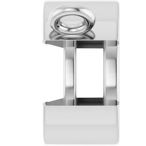 10K White Gold 7 mm Round Half-Bezel Solitaire Necklace Center