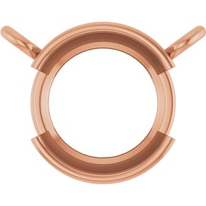 14K Rose Gold 7 mm Round Half-Bezel Solitaire Necklace Center