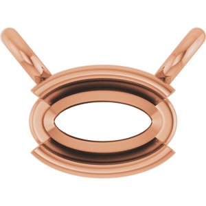 10K Rose Gold 5x3 mm Oval Half-Bezel Solitaire Necklace Center