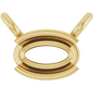14K Yellow Gold 5x3 mm Oval Half-Bezel Solitaire Necklace Center