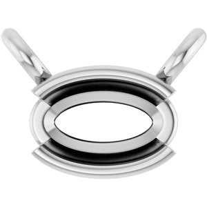 10K White Gold 5x3 mm Oval Half-Bezel Solitaire Necklace Center