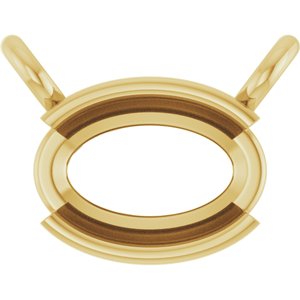 14K Yellow Gold 6x4 mm Oval Half-Bezel Solitaire Necklace Center