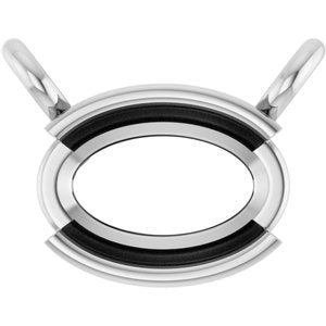 10K White Gold 6x4 mm Oval Half-Bezel Solitaire Necklace Center