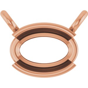 18K Rose Gold 6x4 mm Oval Half-Bezel Solitaire Necklace Center