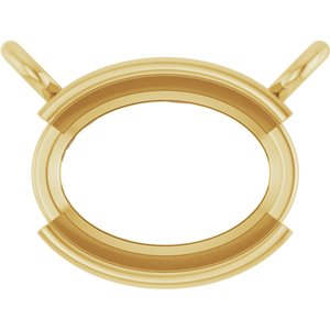 14K Yellow Gold 8x6 mm Oval Half-Bezel Solitaire Necklace Center