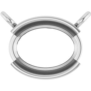 Sterling Silver 8x6 mm Oval Half-Bezel Solitaire Necklace Center