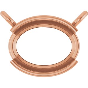14K Rose Gold 8x6 mm Oval Half-Bezel Solitaire Necklace Center