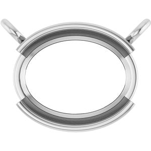 18K White Gold 9x7 mm Oval Half-Bezel Solitaire Necklace Center