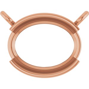 10K Rose Gold 9x7 mm Oval Half-Bezel Solitaire Necklace Center