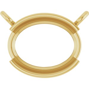 18K Yellow Gold 9x7 mm Oval Half-Bezel Solitaire Necklace Center
