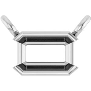 Platinum 5x3 mm Emerald Half-Bezel Solitaire Necklace Center