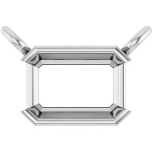 Platinum 6x4 mm Emerald Half-Bezel Solitaire Necklace Center
