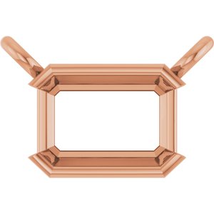18K Rose Gold 6x4 mm Emerald Half-Bezel Solitaire Necklace Center