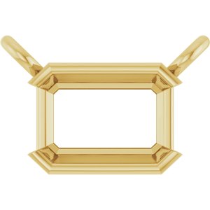 10K Yellow Gold 6x4 mm Emerald Half-Bezel Solitaire Necklace Center