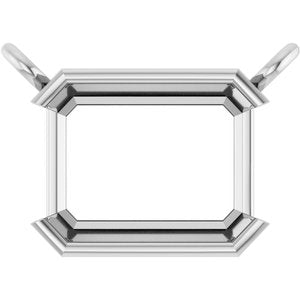 10K White Gold 8x6 mm Emerald Half-Bezel Solitaire Necklace Center