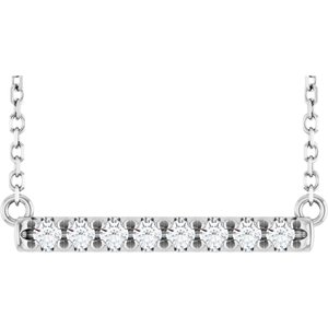 14K White 1/8 CTW Lab-Grown Diamond French-Set Bar 18" Necklace