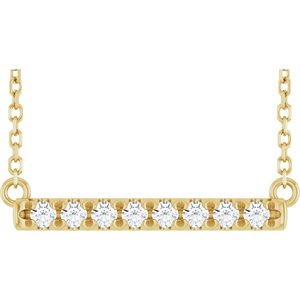 14K Yellow Gold 1/8 CTW Lab-Grown Diamond French-Set Bar 18" Necklace