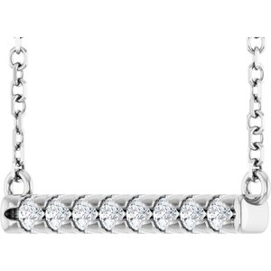 14K White Gold 1/8 CTW Lab-Grown Diamond French-Set Bar 18" Necklace
