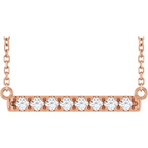 14K Rose Gold 1/4 CTW Lab-Grown Diamond French-Set Bar 18" Necklace