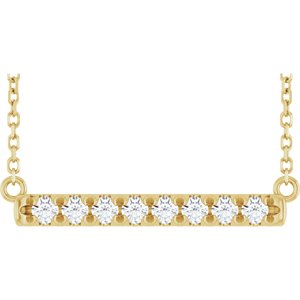 14K Yellow Gold 1/4 CTW Lab-Grown Diamond French-Set Bar 18" Necklace