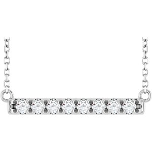 14K White Gold 1/4 CTW Lab-Grown Diamond French-Set Bar 18" Necklace