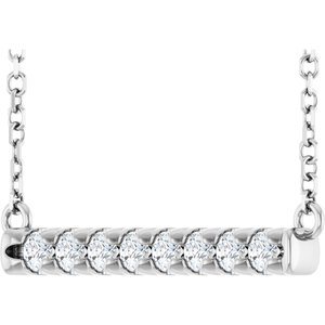 14K White Gold 1/4 CTW Lab-Grown Diamond French-Set Bar 18" Necklace