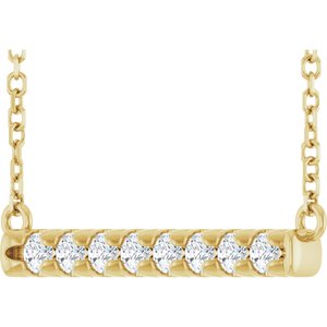 14K Yellow 1/4 CTW Lab-Grown Diamond French-Set Bar 18" Necklace