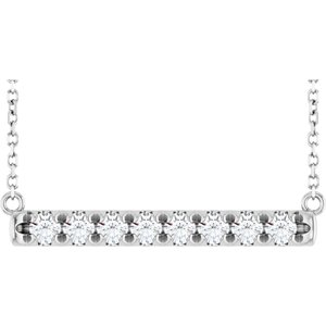 14K White Gold 1/2 CTW Lab-Grown Diamond French-Set Bar 18" Necklace