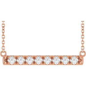 14K Rose 1/2 CTW Lab-Grown Diamond French-Set Bar 18" Necklace
