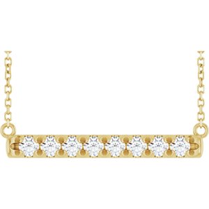 14K Yellow Gold 1/2 CTW Lab-Grown Diamond French-Set Bar 18" Necklace