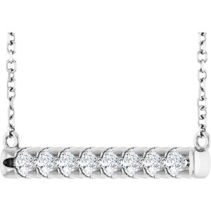 14K White Gold 1/2 CTW Lab-Grown Diamond French-Set Bar 18" Necklace