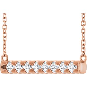 14K Rose 1/2 CTW Lab-Grown Diamond French-Set Bar 18" Necklace