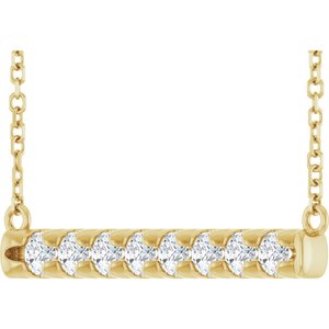 14K Yellow 1/2 CTW Lab-Grown Diamond French-Set Bar 18" Necklace