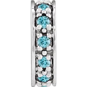 14K White Gold Natural Blue Zircon Roundel