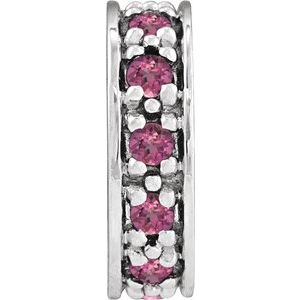 14K White Gold Natural Pink Tourmaline Roundel