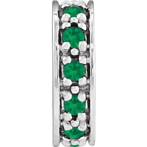14K White Gold Natural Emerald Roundel