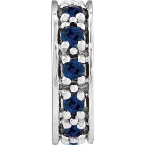 14K White Gold Natural Blue Sapphire Roundel