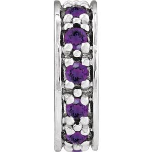 14K White Gold Natural Amethyst Roundel