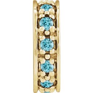 14K Yellow Gold Natural Blue Zircon Roundel