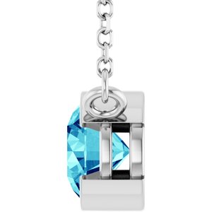 14K White Gold Natural Blue Zircon 18" Necklace