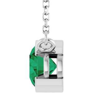 14K White Gold Natural Emerald 18" Necklace