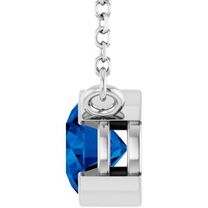 14K White Gold Lab-Grown Blue Sapphire 18" Necklace