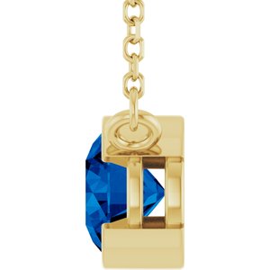 14K Yellow Gold Lab-Grown Blue Sapphire 18" Necklace
