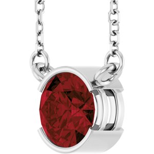 14K White Gold Natural Mozambique Garnet 18" Necklace